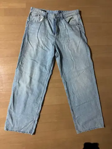 ZARA 자라 라이트 블루 와이드 레그 데님 배기 연한 스카이블루