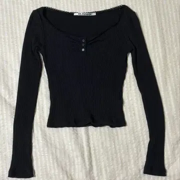 BLACKUP [original] 헨리넥 레이스 긴팔 T셔츠