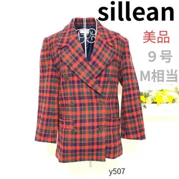 새상품급 [ 시리안 ] 여성용 자켓 테일러드 체크 모직 빨간색/그린 M