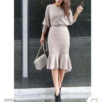 미사용 새상품 리엔다 돌먼 SLV 머메이드 니트 원피스