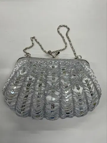 실버 비즈 자수 파티 백