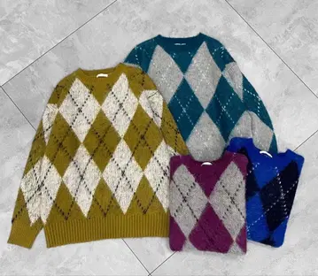 ehka sopo 아가일 무늬 풀오버 머스타드