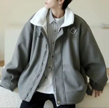 neos 빅 실루엣 보아 안감 벌룬 슬리브 코트 자켓 M