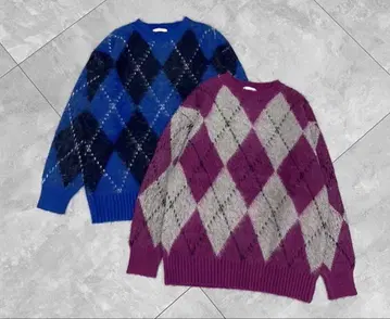 ehka sopo 아가일 무늬 풀오버 퍼플