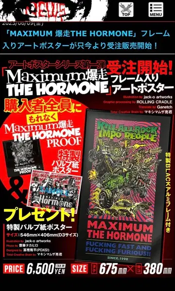 MAXIMUM THE HORMONE 포스터 미사용 새상품