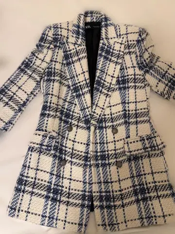 체크 무늬 트위드 자켓 ZARA