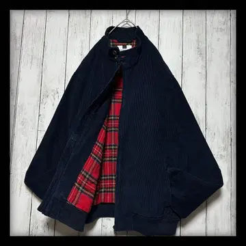 코듀로이 탄력 해링턴 자켓 스윙탑 안감 타탄 체크 L