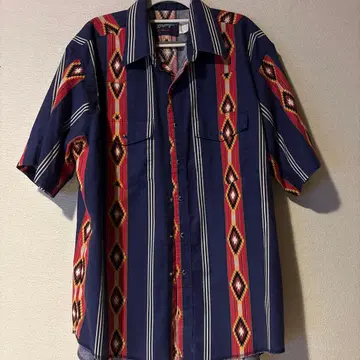 Wrangler 반팔 웨스턴 셔츠 네이티브 무늬 사이즈 xL