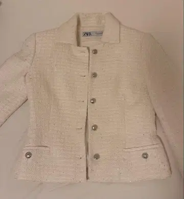 ZARA 트위드 자켓 화이트