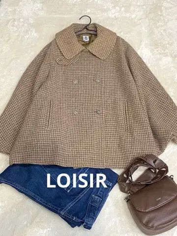 LOISIR 로와지르 루즈핏 울 체크 무늬 판초 코트