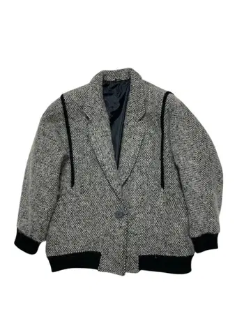 80s 빈티지 여성용 트위드 블루종 자켓 그레이