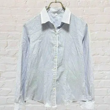 오픈 카라 셔츠 스트라이프 와이셔츠 여성용 수트 화이트 라인 M