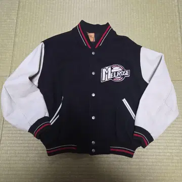 멜로즈 소매 가죽 바시티 자켓 블루종 가죽 자켓 천연 가죽 L