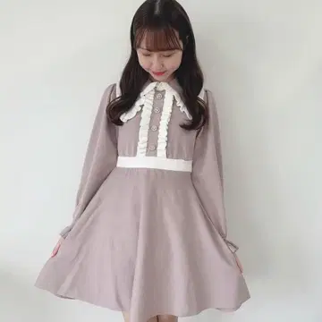 에블린 evelyn 원피스 큰 옷깃 프릴 니트 원피스 핑크 pink