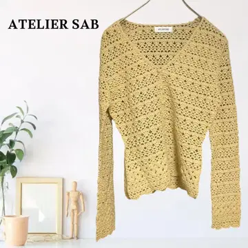 zB947 [ F ] ATELIER SAB 시스루 니트 레이어드 V넥