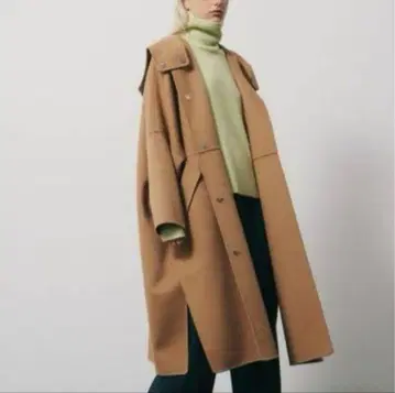 LE CIEL BLUE 후드 오버코트 카멜 베이지