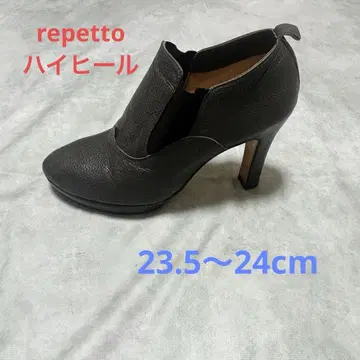 레페토 시보 가죽 사이드 고어 하이힐 부티 37.5 그레이