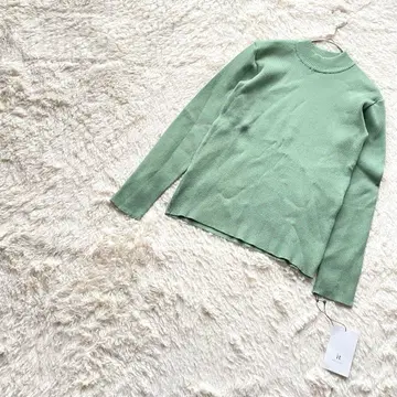 택 포함 새상품 이트 긴팔 리브 니트 스웨터 모크넥 일본제 깔끔한