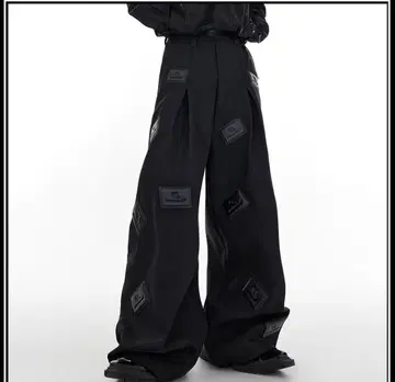 Argue Culture 와이드 팬츠 트랙 슬랙스 블랙 L