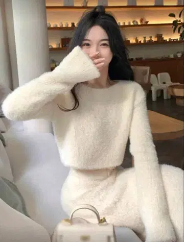 SHEIN 아이보리 복슬복슬 셋업