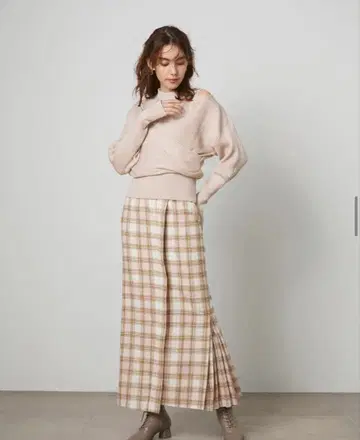 snidel 체크 무늬 롱 스커트