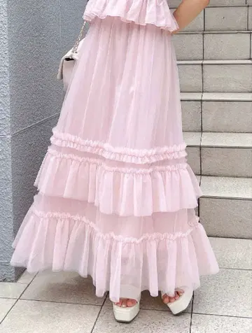 새상품 INGNI 잉그 튤 프릴 스커트 F 핑크 YK0618