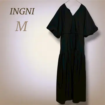 잉그 롱 원피스 티어드 볼륨 소매 블랙 루즈핏 무지 M