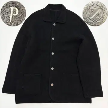 [ 3XL 상당 ] Papas 코트 자켓 은색 버튼 울 융모 블랙