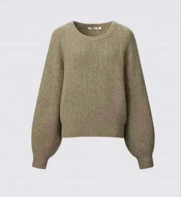 UNIQLO U 프리미엄 라무 볼륨 슬리브 스웨터 33 카키 새상품