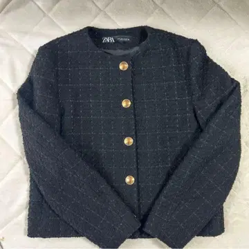 ZARA 트위드 노카라 자켓