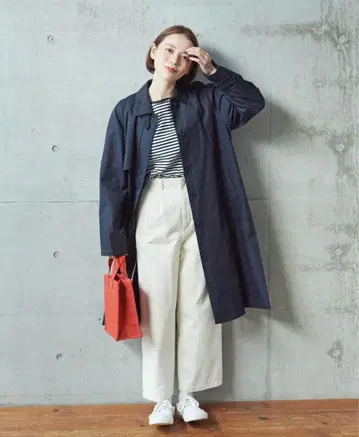 [새상품] PAR ICI 교직 트윌 스텐카라 코트 네이비