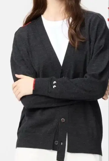 유니클로 아냐 메리노 오버 사이즈 V넥 가디건 L 새상품 그레이