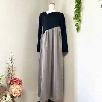 [택 포함 새상품] 바이컬러 롱 원피스 [M] 배색 모드 스타일