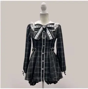 Dearmylove 둥근 카라 사다리 레이스 리본 하트 셋업