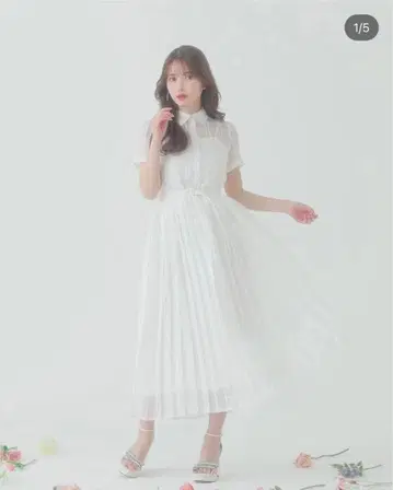 ETEREVE 시어 체크 플리츠 원피스