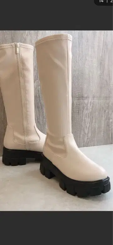 트랙 밑창 스트레치 롱 부츠