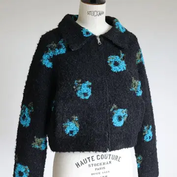 flower Knit Jacket 블랙