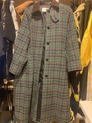 SIMPLICITE 체크 무늬 롱 코트