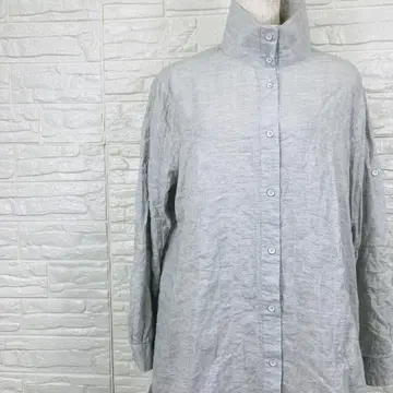 비트코 스탠드 카라 긴팔 셔츠 튜닉 백 버튼 절개 [ 50-19 ]