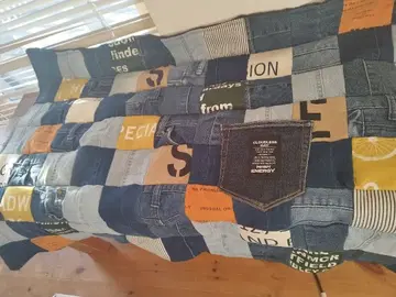 No.1304 핸드메이드 담요 데님 리메이크 패치워크