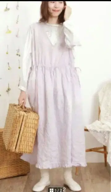 [ 워터 레스 린넨 ] 전후 2WAY 오버롤 스커트