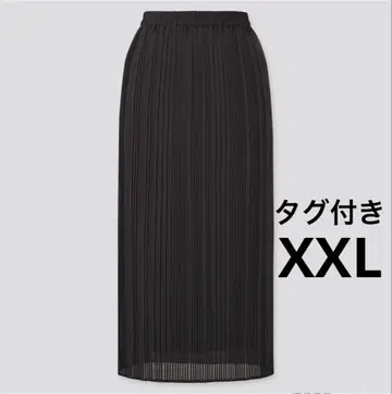 빅 사이즈 유니클로 쉬폰 플리츠 내로우 스커트 블랙 XXL 택 포함