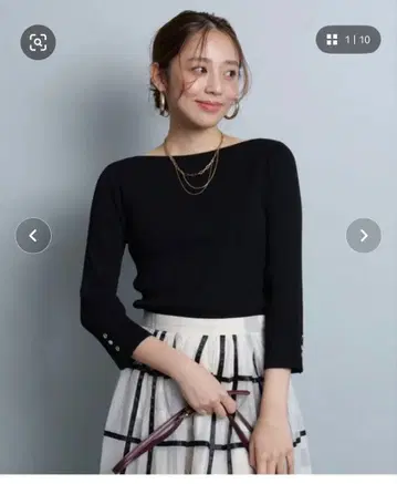 JUSGLITTY 보트넥 리브 니트 (BLACK)