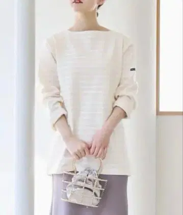 세인트 제임스 IENA 이에나 베이지 아이보리 스트라이프 긴팔 T셔츠