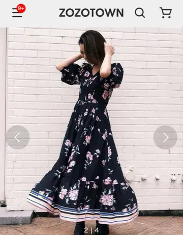 31 Sons de mode 플라워 프린트 블랙 롱 원피스