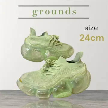 그라운즈 grounds MOOPIE 스니커즈 24cm 그린 주머니 포함