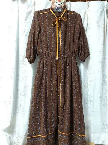 꽃무늬 스트라이프 롱 원피스