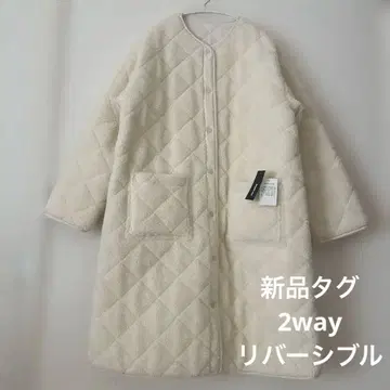 새상품 택 2way 리버서블 보아 퀼팅 코트 자켓 right-on