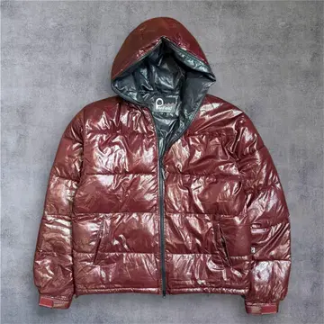 Archive 다운 자켓 LL 와인 메탈릭 00s Y2K 광택계