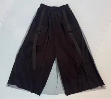 카고 스타일 와이드 메쉬 레그 팬츠 블랙